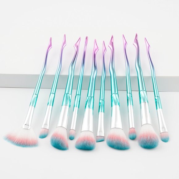 10-Piece Set: Color Fade Makeup Brushes - Turquoise - Picture 3 of 3